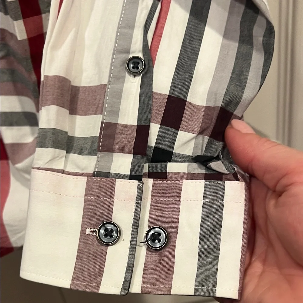 Express Men's Casual Plaid Shirt - Red, Black, White - Picture 6 of 9